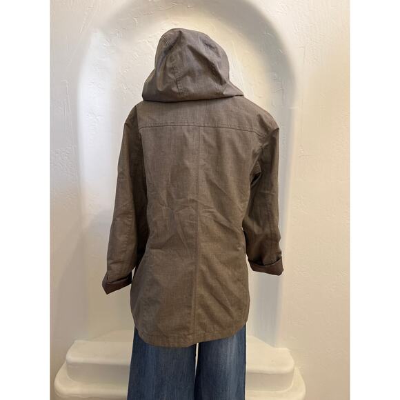 Eddie Bauer Women’s Hooded Rain Jacket / Windbreaker – Size Large (Taupe) - Picture 2 of 11